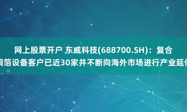 网上股票开户 东威科技(688700.SH)：复合铜箔设备客户已近30家并不断向海外市场进行产业延伸